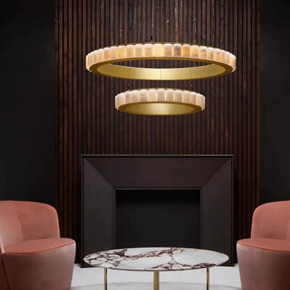 Alabaster Avalon Halo Chandelier - Elegant Design, Dimmable LED Lights