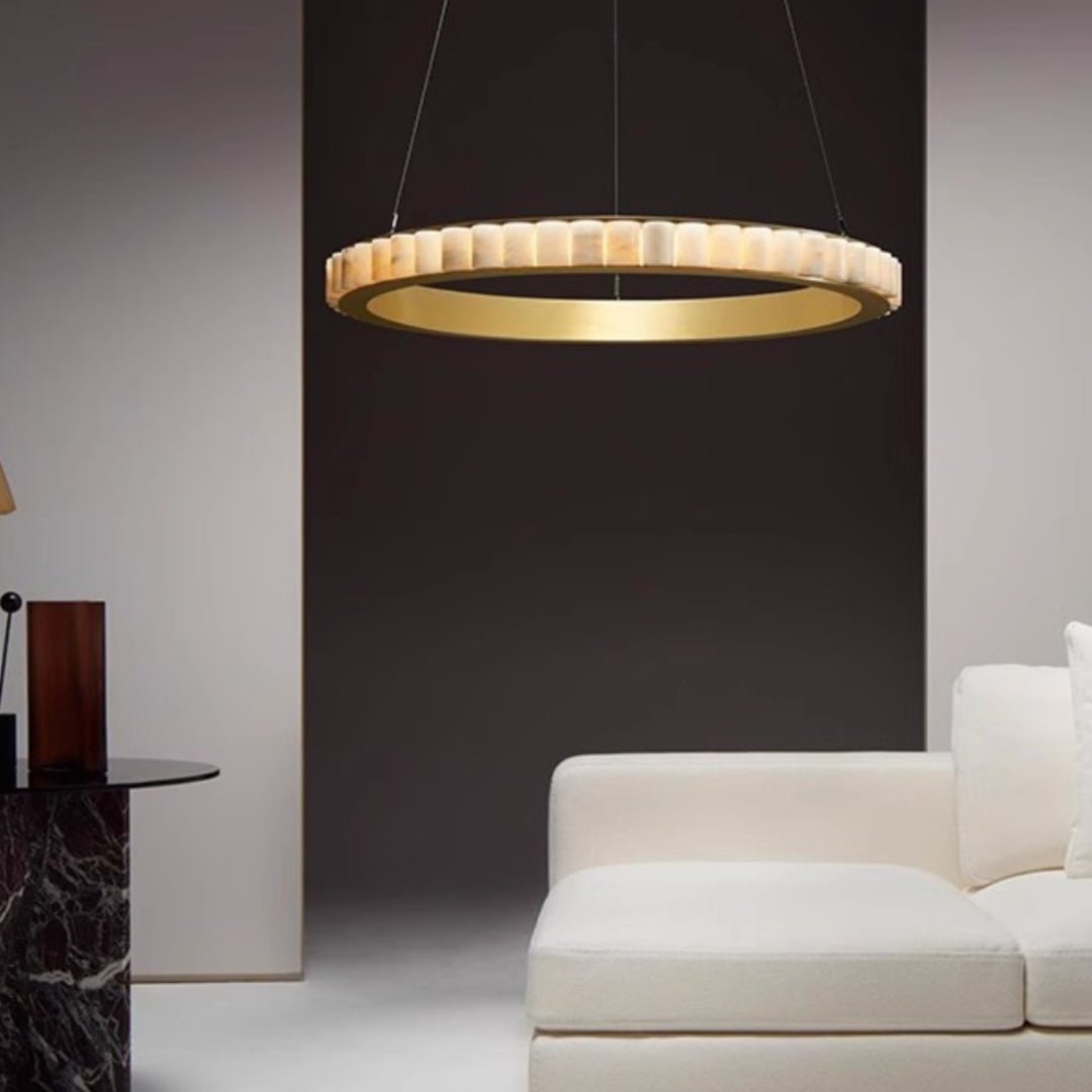 Alabaster Avalon Halo Chandelier - Elegant Design, Dimmable LED Lights