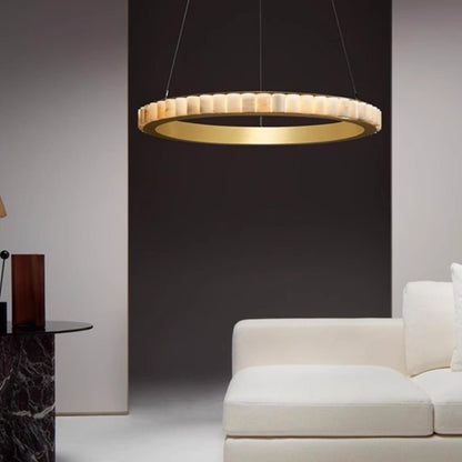 Alabaster Avalon Halo Chandelier - Elegant Design, Dimmable LED Lights