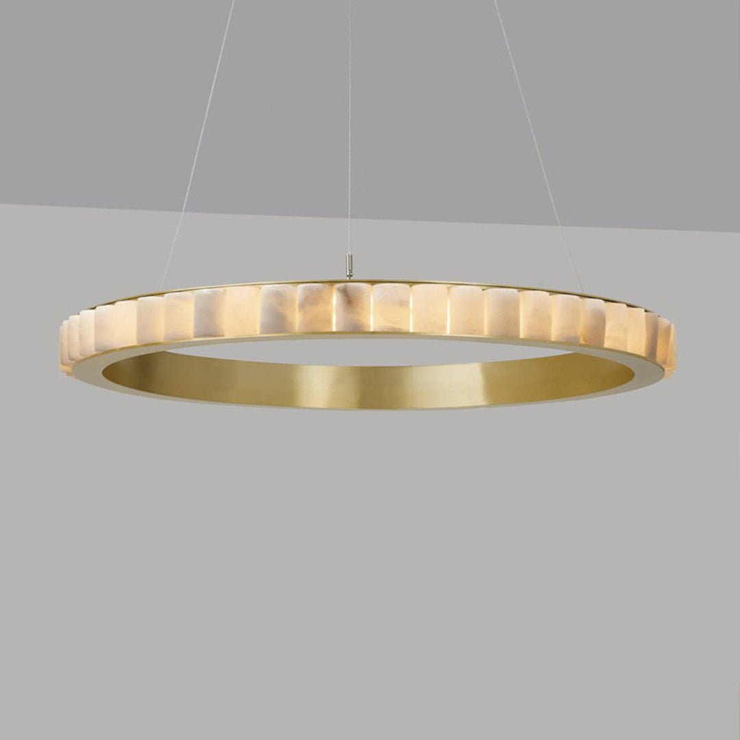 Alabaster Avalon Halo Chandelier - Elegant Design, Dimmable LED Lights