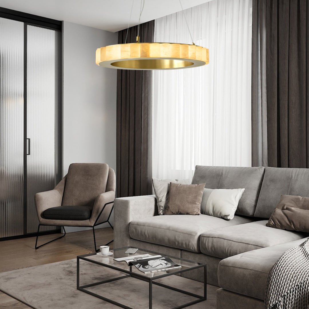 Alabaster Avalon Halo Chandelier - Elegant Design, Dimmable LED Lights
