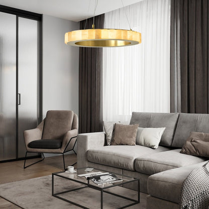 Alabaster Avalon Halo Chandelier - Elegant Design, Dimmable LED Lights