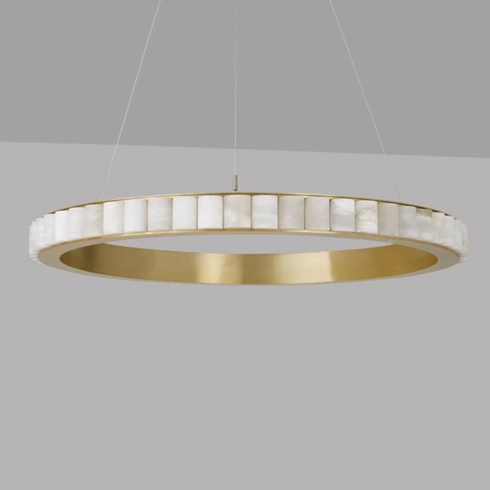 Alabaster Avalon Halo Chandelier - Elegant Design, Dimmable LED Lights
