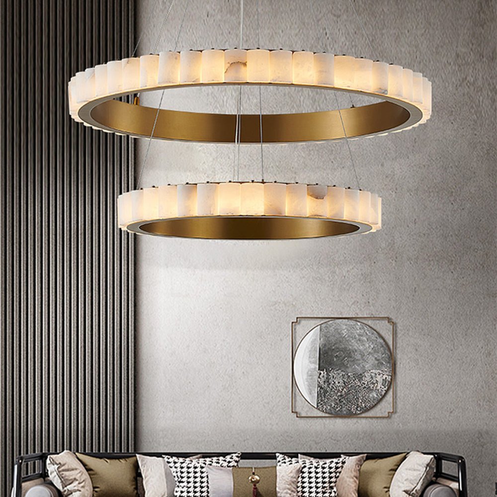 Alabaster Avalon Halo Chandelier - Elegant Design, Dimmable LED Lights