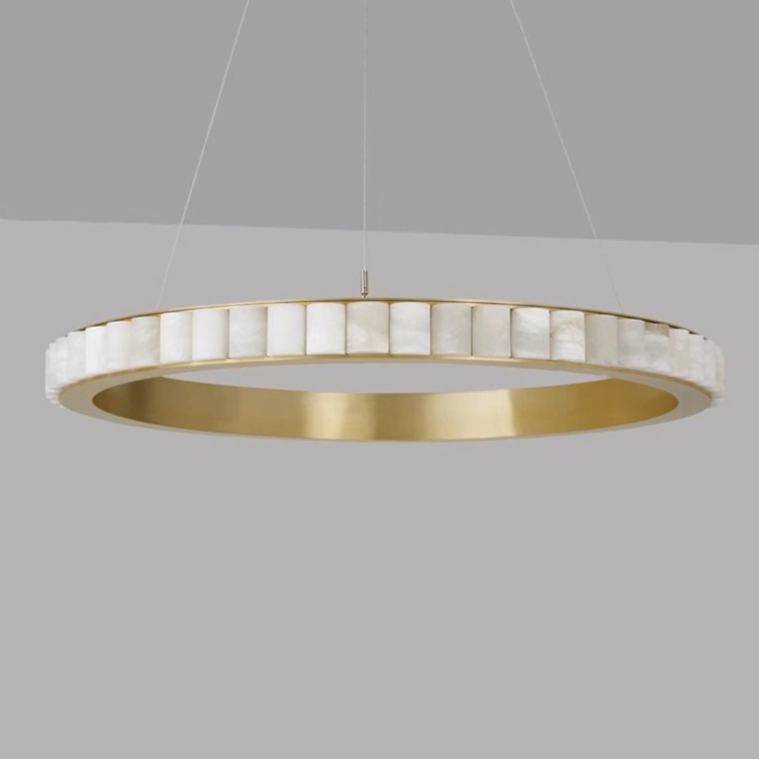 Alabaster Avalon Halo Chandelier - Elegant Design, Dimmable LED Lights