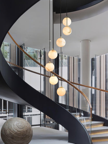 Alabaster Cluster Chandelier - Elegant Design, Adjustable Height