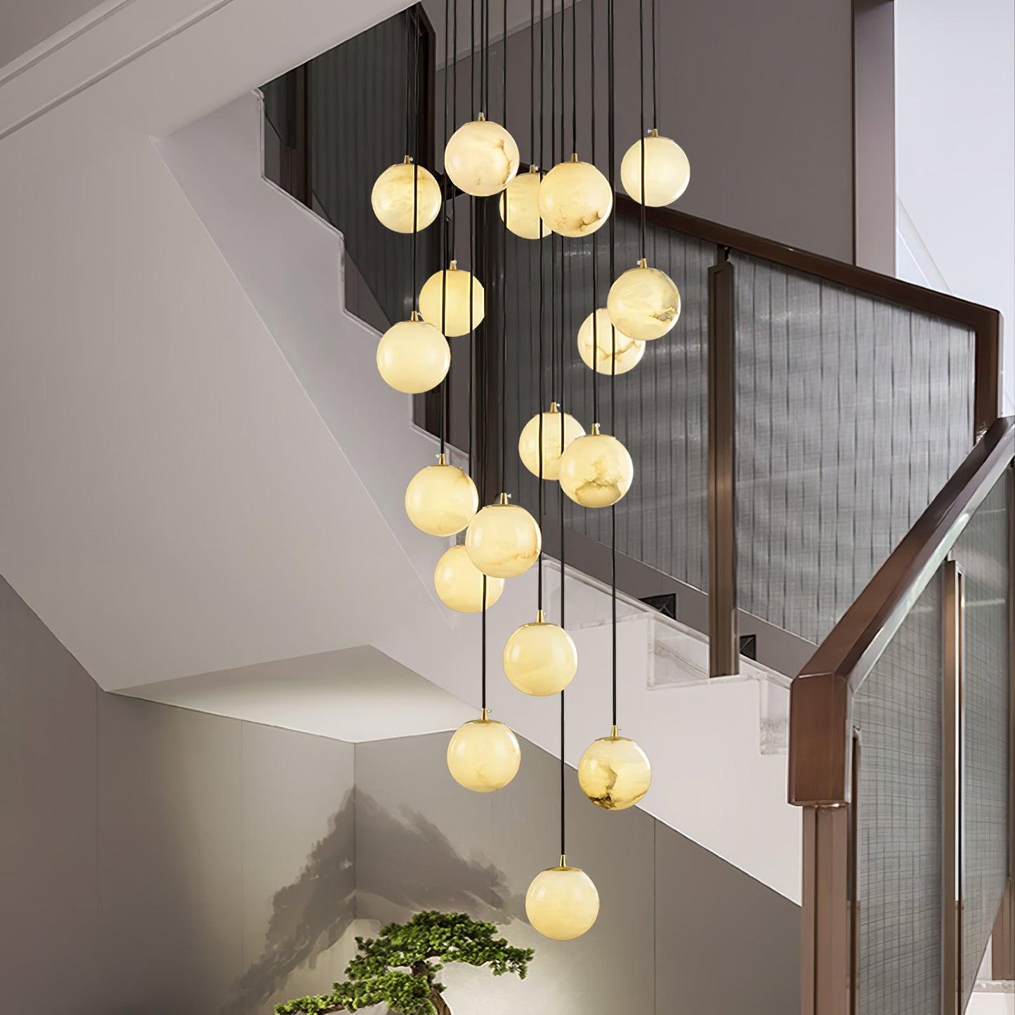 Alabaster Cluster Chandelier - Elegant Design, Adjustable Height