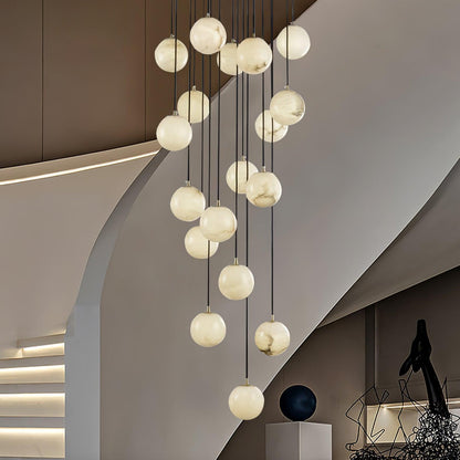Alabaster Cluster Chandelier - Elegant Design, Adjustable Height