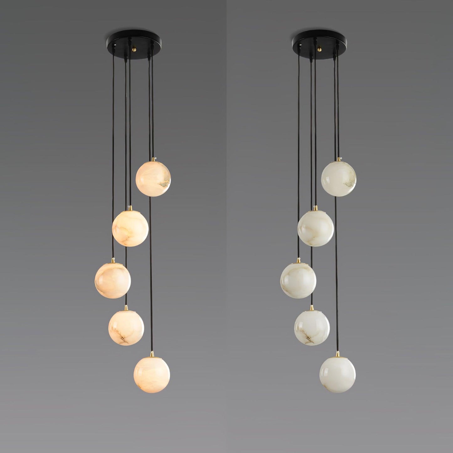 Alabaster Cluster Chandelier - Elegant Design, Adjustable Height