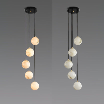 Alabaster Cluster Chandelier - Elegant Design, Adjustable Height