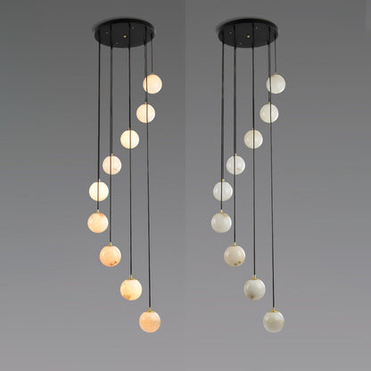Alabaster Cluster Chandelier - Elegant Design, Adjustable Height