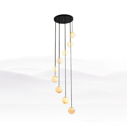 Alabaster Cluster Chandelier - Elegant Design, Adjustable Height