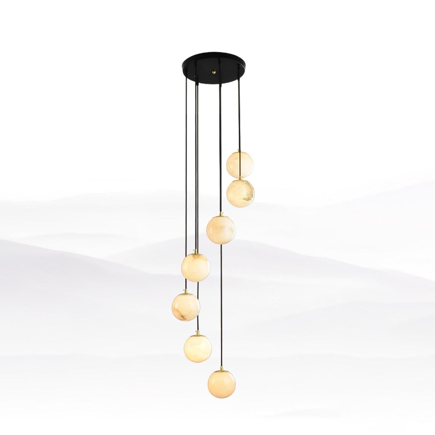 Alabaster Cluster Chandelier - Elegant Design, Adjustable Height