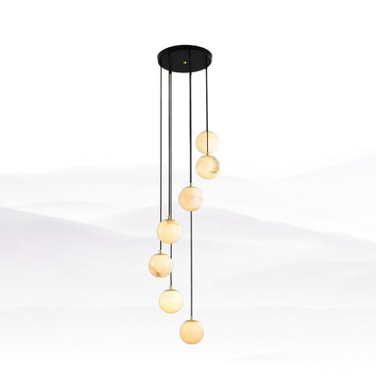 Alabaster Cluster Chandelier - Elegant Design, Adjustable Height
