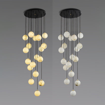 Alabaster Cluster Chandelier - Elegant Design, Adjustable Height