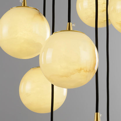 Alabaster Cluster Chandelier - Elegant Design, Adjustable Height