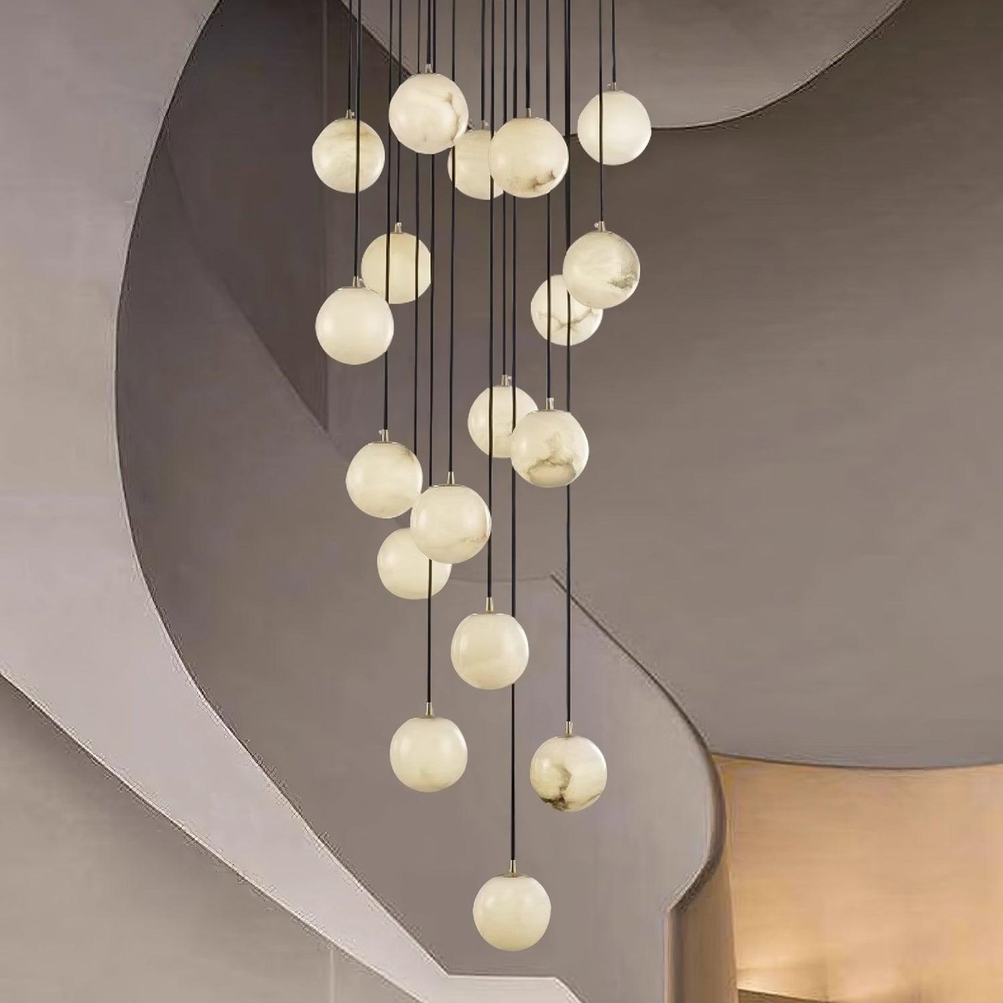 Alabaster Cluster Chandelier - Elegant Design, Adjustable Height