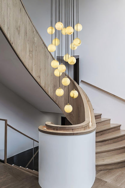 Alabaster Cluster Chandelier - Elegant Design, Adjustable Height