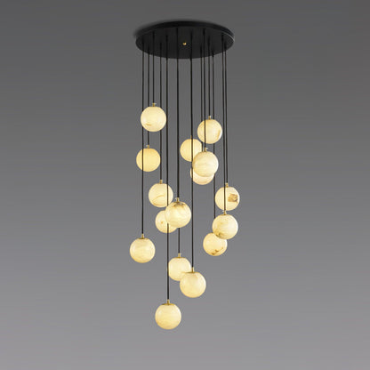 Alabaster Cluster Chandelier - Elegant Design, Adjustable Height