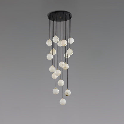 Alabaster Cluster Chandelier - Elegant Design, Adjustable Height