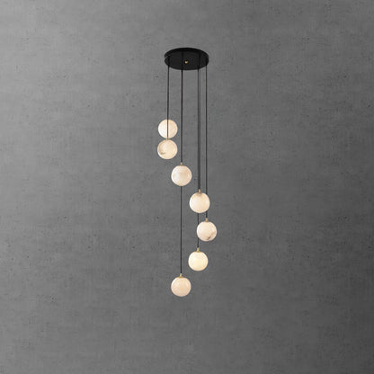 Alabaster Cluster Chandelier - Elegant Design, Adjustable Height