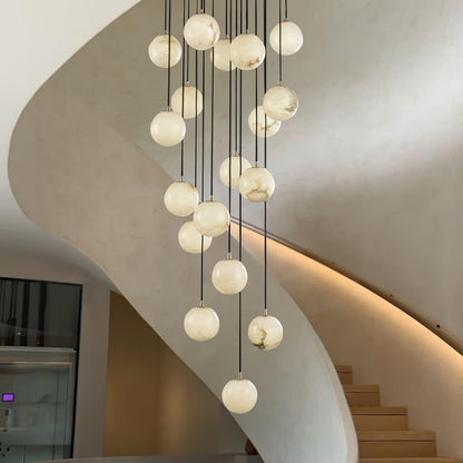 Alabaster Cluster Chandelier - Elegant Design, Adjustable Height