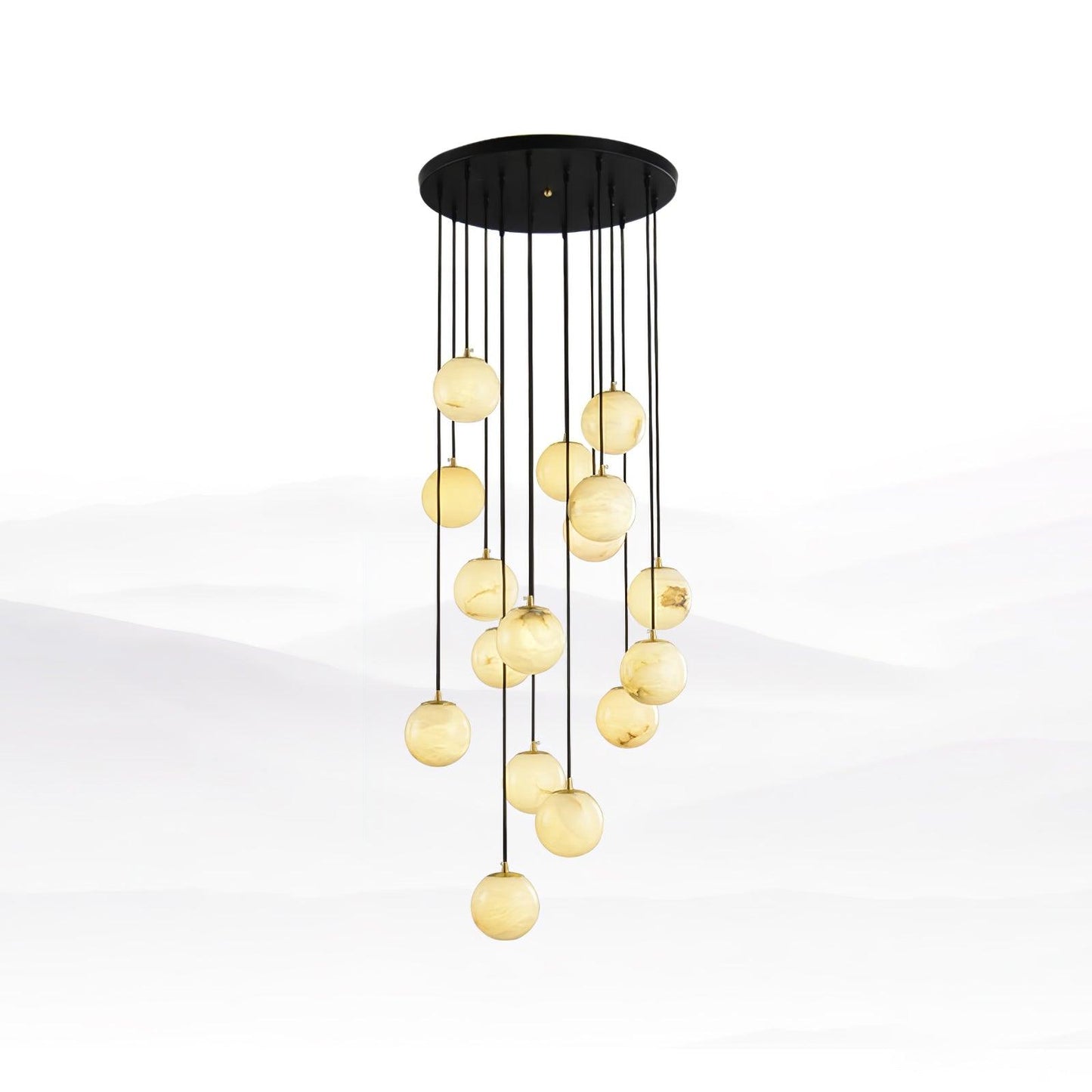 Alabaster Cluster Chandelier - Elegant Design, Adjustable Height