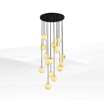 Alabaster Cluster Chandelier - Elegant Design, Adjustable Height