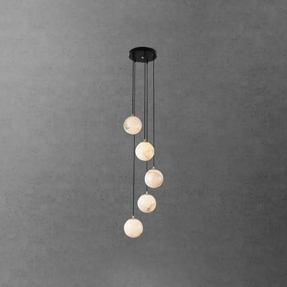 Alabaster Cluster Chandelier - Elegant Design, Adjustable Height