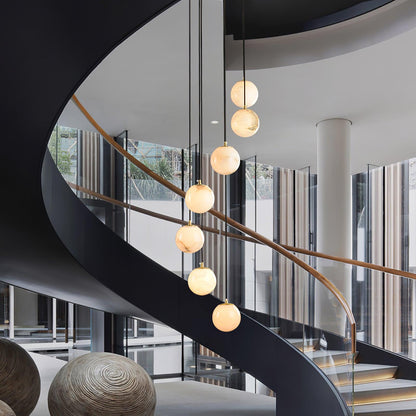 Alabaster Cluster Chandelier - Elegant Design, Adjustable Height