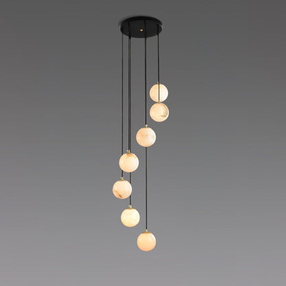 Alabaster Cluster Chandelier - Elegant Design, Adjustable Height
