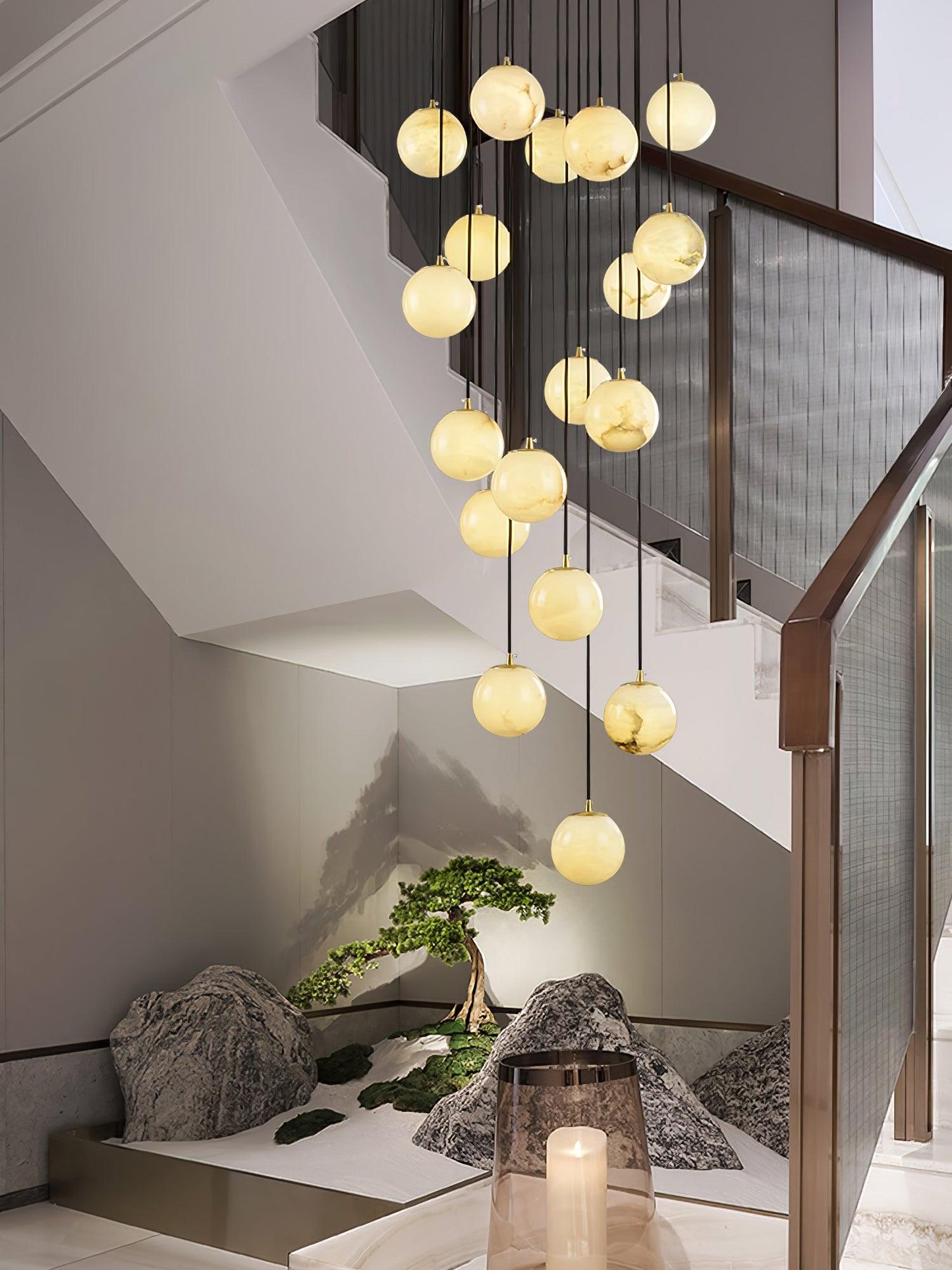 Alabaster Cluster Chandelier - Elegant Design, Adjustable Height