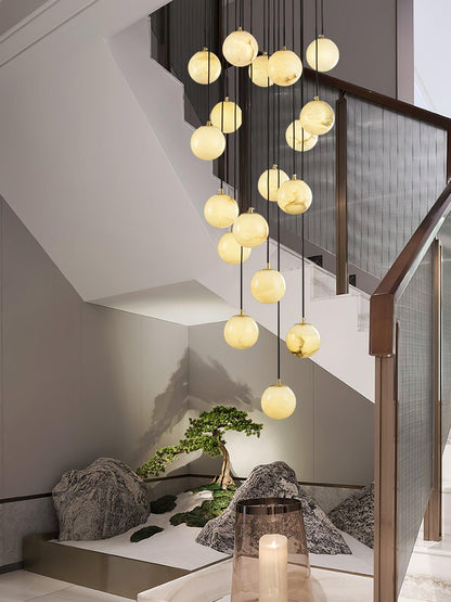 Alabaster Cluster Chandelier - Elegant Design, Adjustable Height