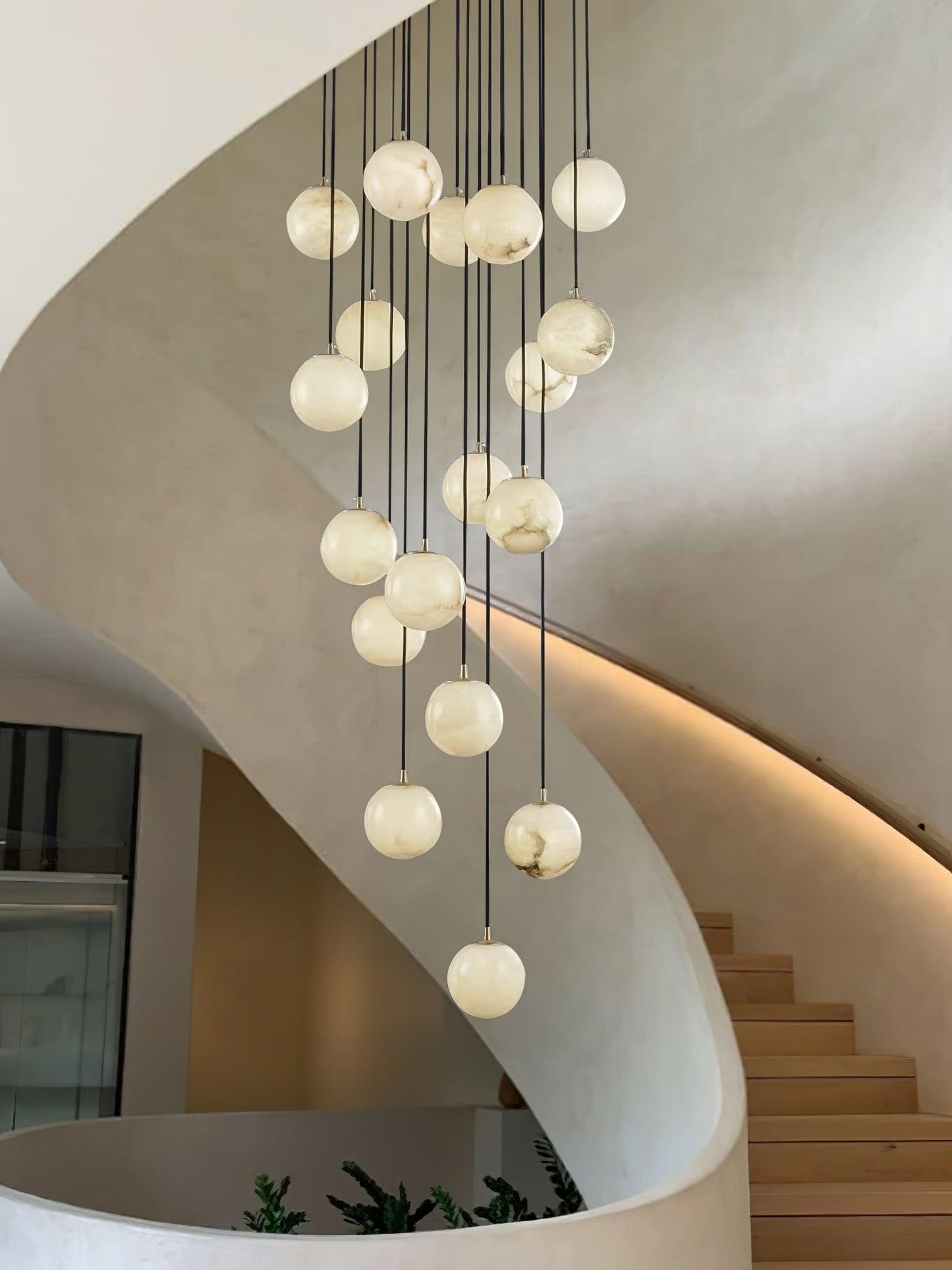 Alabaster Cluster Chandelier - Elegant Design, Adjustable Height