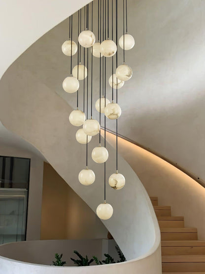 Alabaster Cluster Chandelier - Elegant Design, Adjustable Height