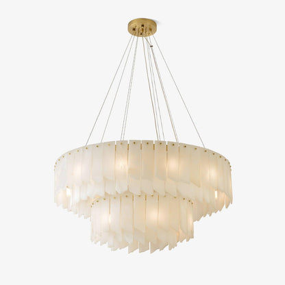 Elegant Alabaster Cascade Tiered Chandelier with Adjustable Height & L