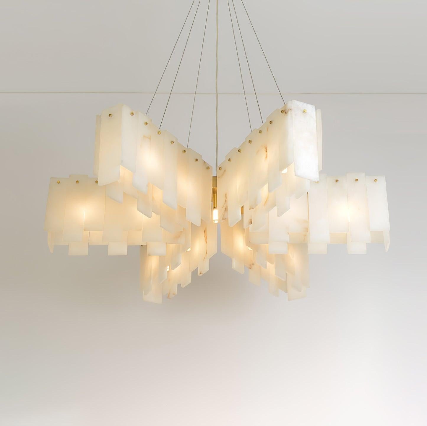 Elegant Alabaster Cascade Tiered Chandelier with Adjustable Height & L