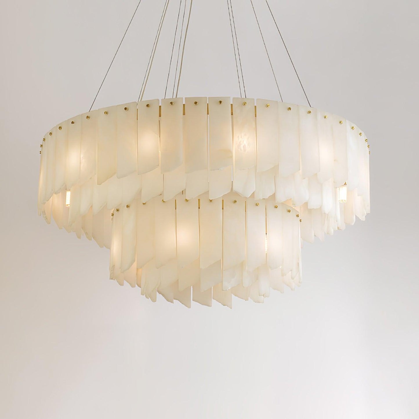 Elegant Alabaster Cascade Tiered Chandelier with Adjustable Height & L
