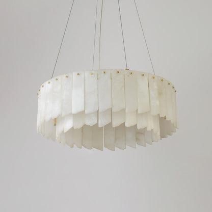 Elegant Alabaster Cascade Tiered Chandelier with Adjustable Height & L