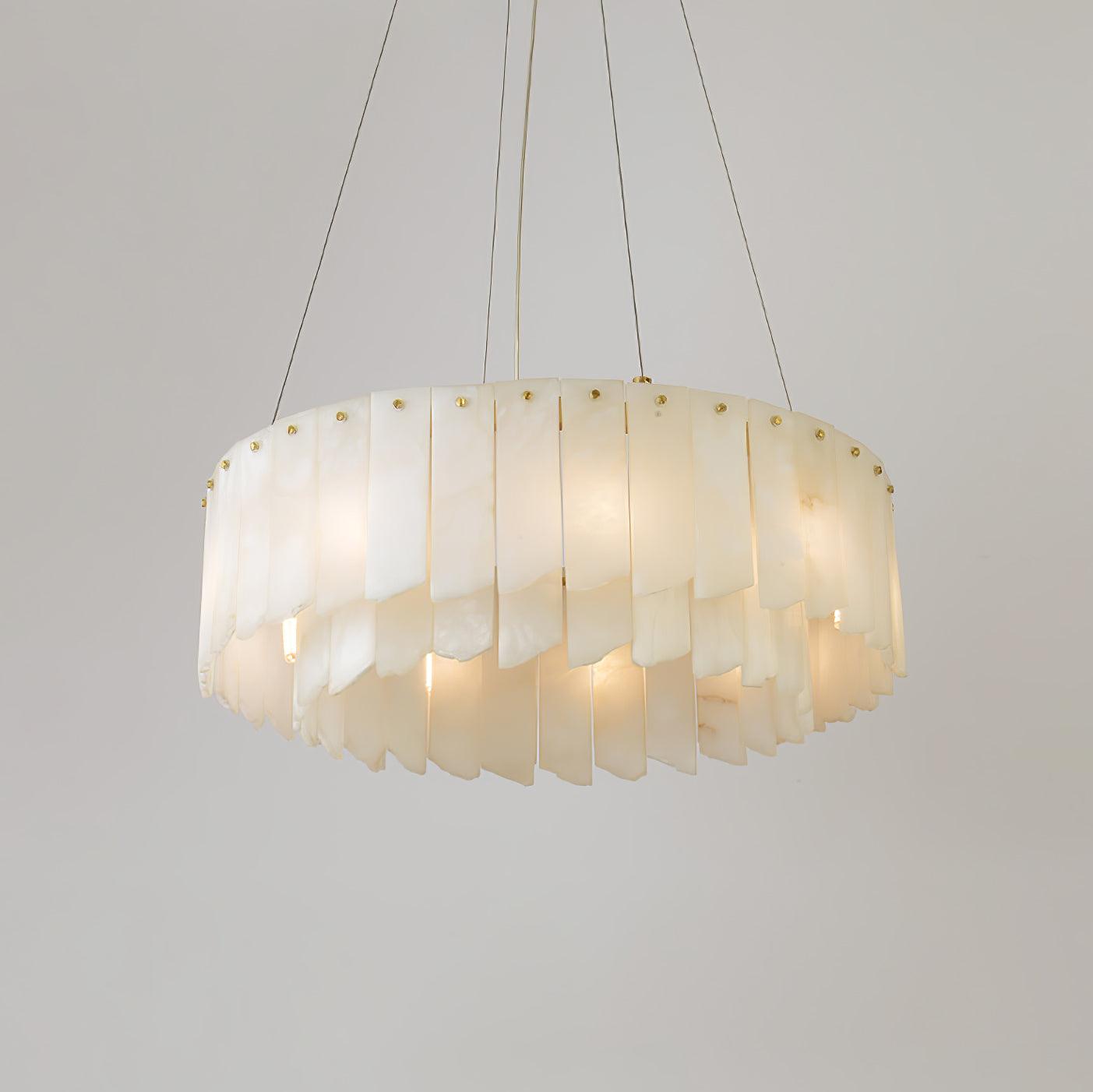 Elegant Alabaster Cascade Tiered Chandelier with Adjustable Height & L