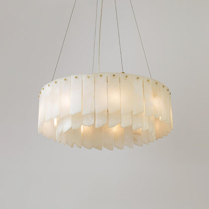 Elegant Alabaster Cascade Tiered Chandelier with Adjustable Height & L