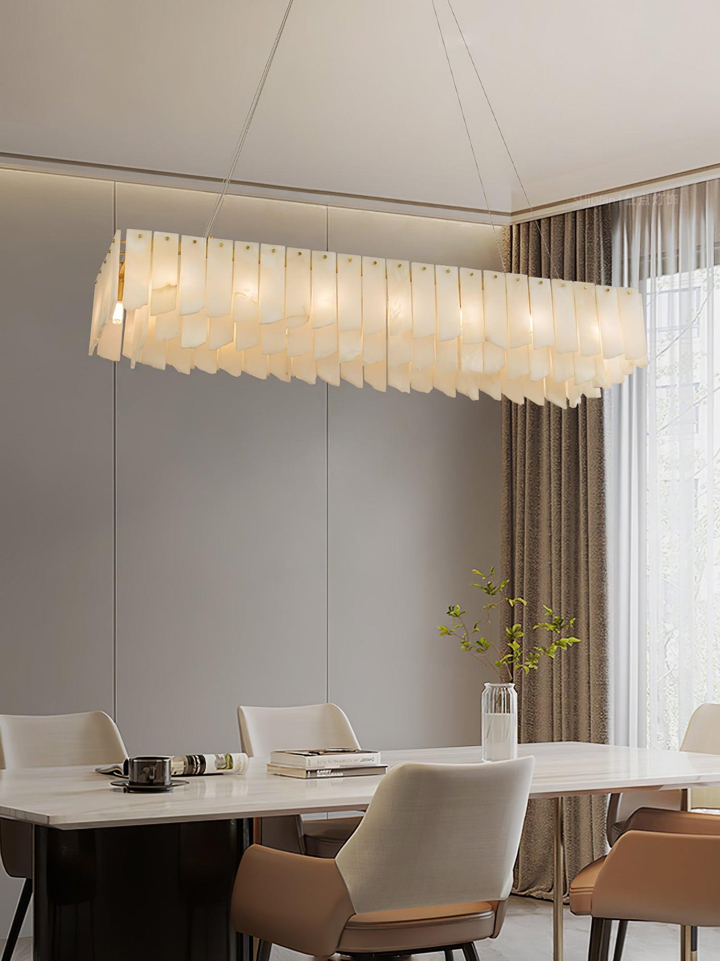 Elegant Alabaster Cascade Tiered Chandelier with Adjustable Height & L