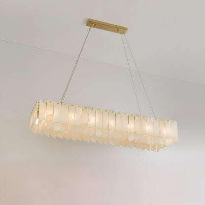 Elegant Alabaster Cascade Tiered Chandelier with Adjustable Height & L