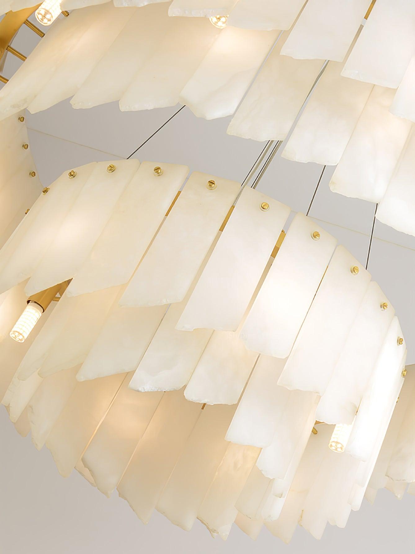 Elegant Alabaster Cascade Tiered Chandelier with Adjustable Height & L