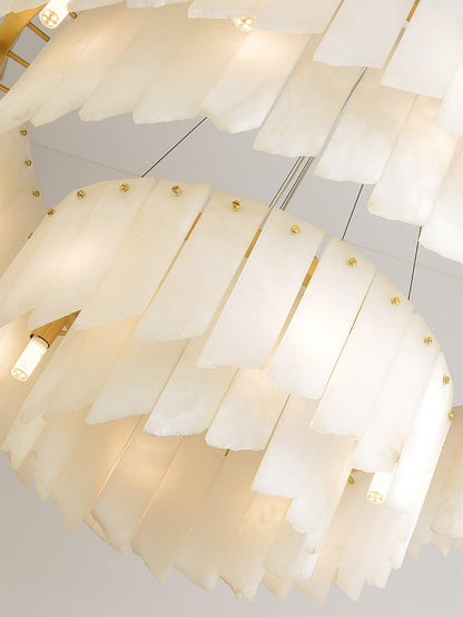 Elegant Alabaster Cascade Tiered Chandelier with Adjustable Height & L