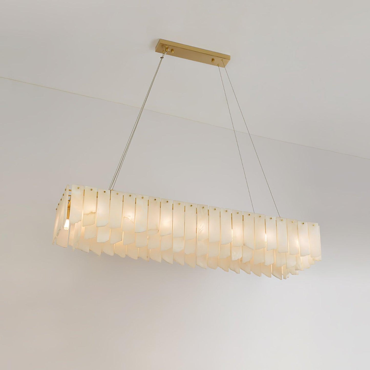 Elegant Alabaster Cascade Tiered Chandelier with Adjustable Height & L