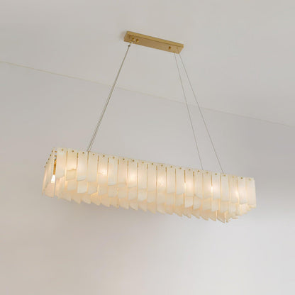 Elegant Alabaster Cascade Tiered Chandelier with Adjustable Height & L