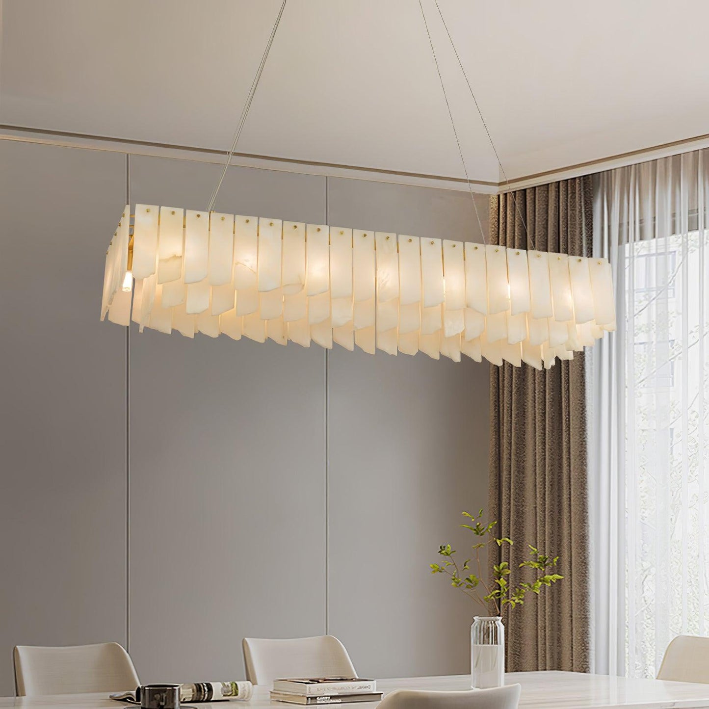 Elegant Alabaster Cascade Tiered Chandelier with Adjustable Height & L