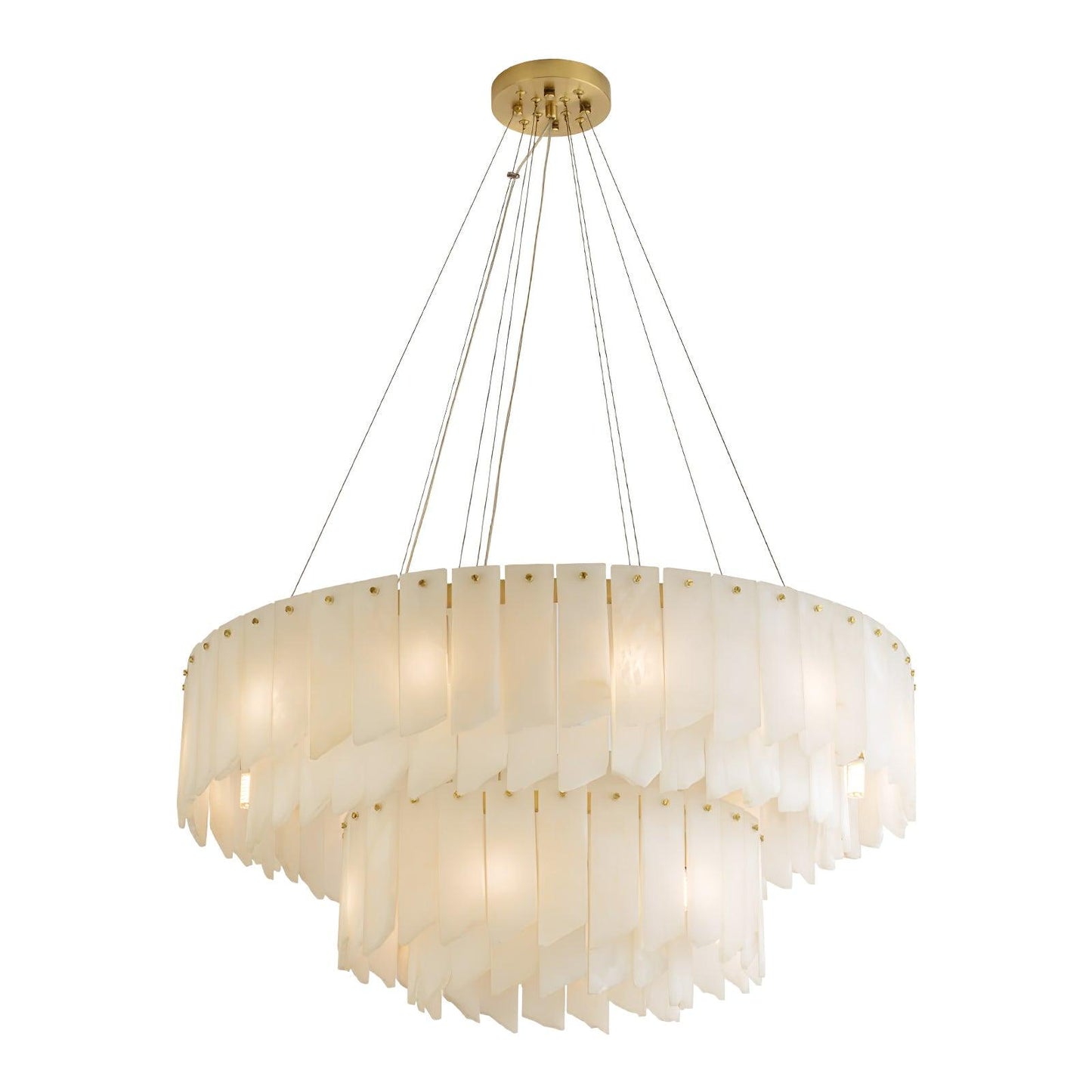 Elegant Alabaster Cascade Tiered Chandelier with Adjustable Height & L