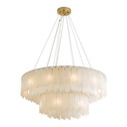 Elegant Alabaster Cascade Tiered Chandelier with Adjustable Height & L